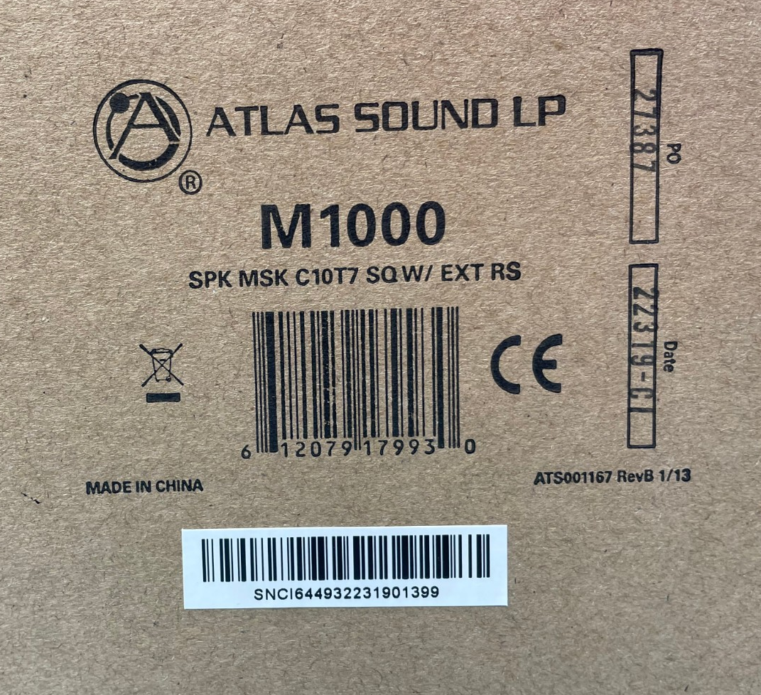 Atlas Sound LP M1000 8" Dual-Cone Sound Masking Speaker (Black)