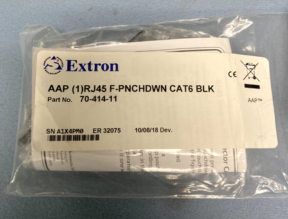 Extron RJ-45 Female to Punch Down for CAT 6 Black Lot of 6 70-414-11
