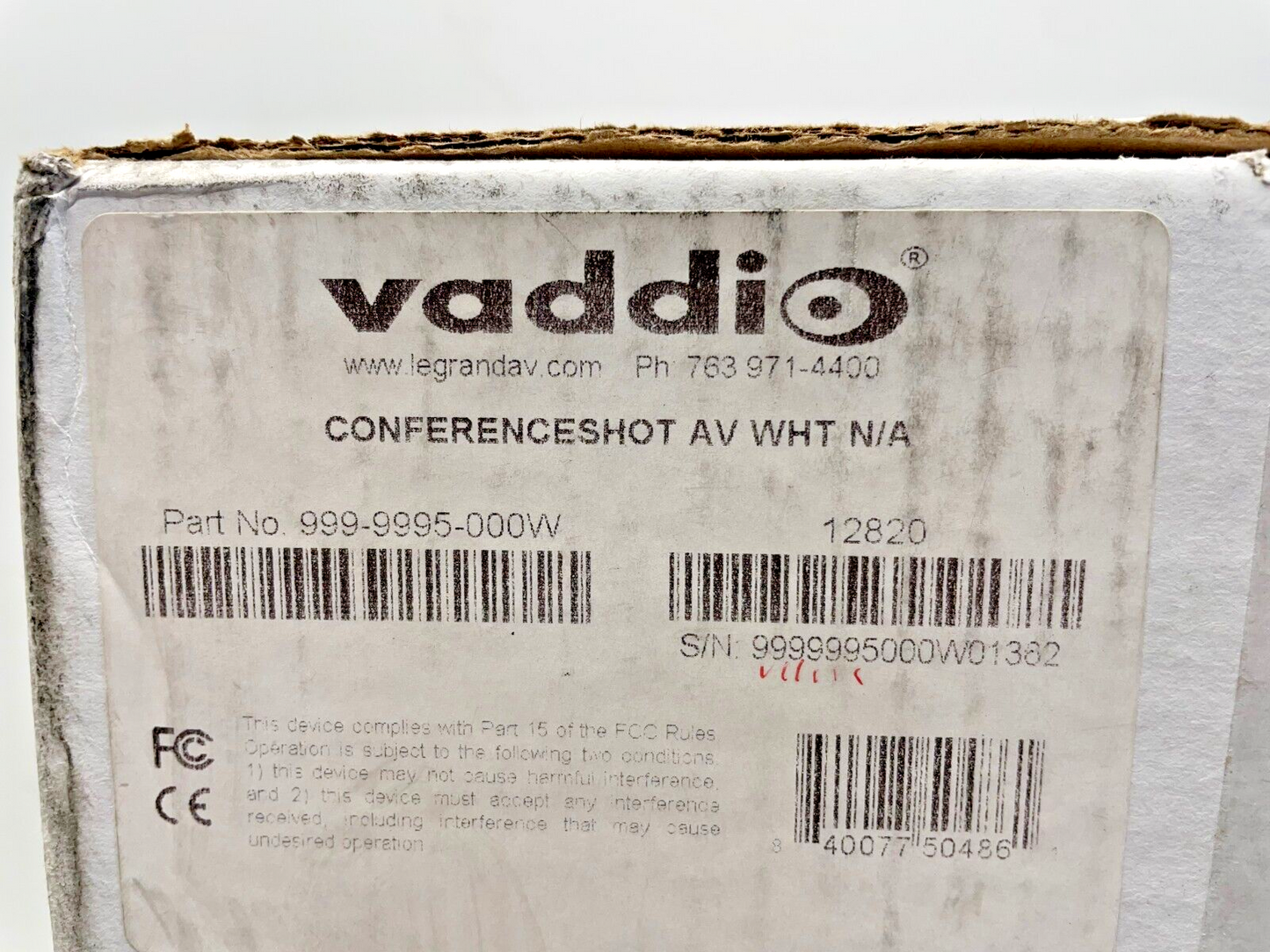 Vaddio 999-9995-000W - ConferenceSHOT AV HD PTZ Camera, 10X USB 3.0 (White)