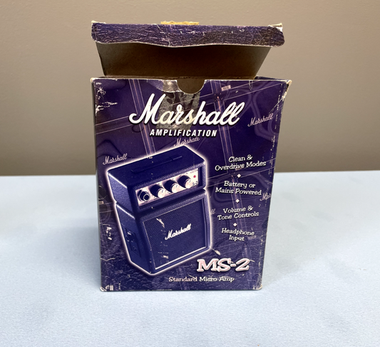 Marshall MS-2 Micro Mini Guitar Clip On Portable Amp Battery Powered Amplifier