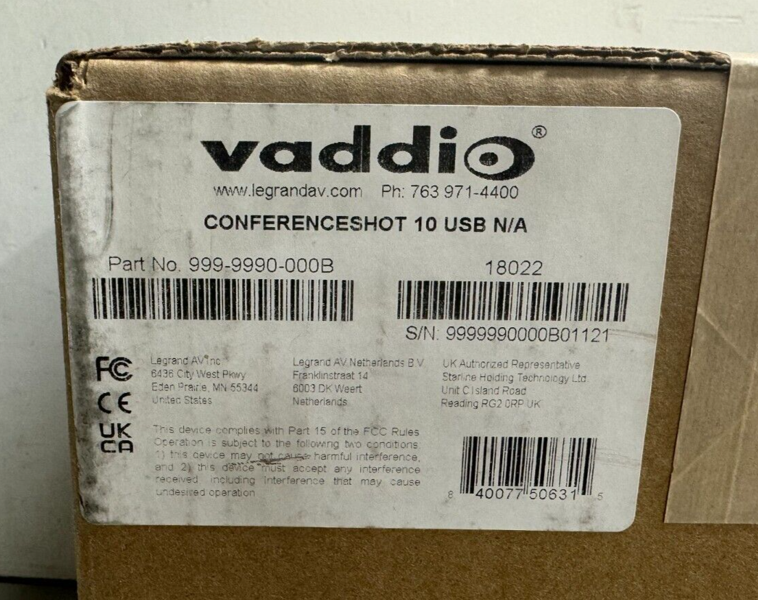 Vaddio 999-9990-000B ConferenceSHOT 10 PTZ Camera 10x Zoom (Black) – LPAV