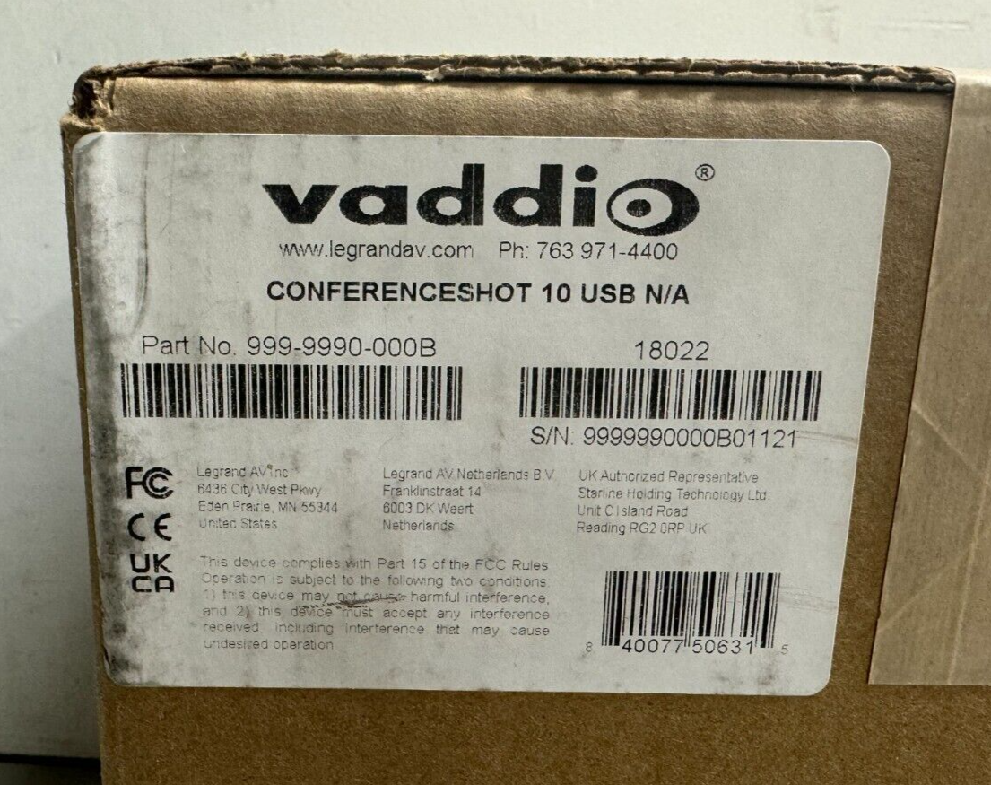 Vaddio 999-9990-000B ConferenceSHOT 10 PTZ Camera 10x Zoom (Black)