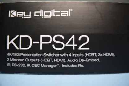 Key Digital KD-PS42 4K 18G Presentation Switcher w/ 4 inputs HDBT 3x HDMI