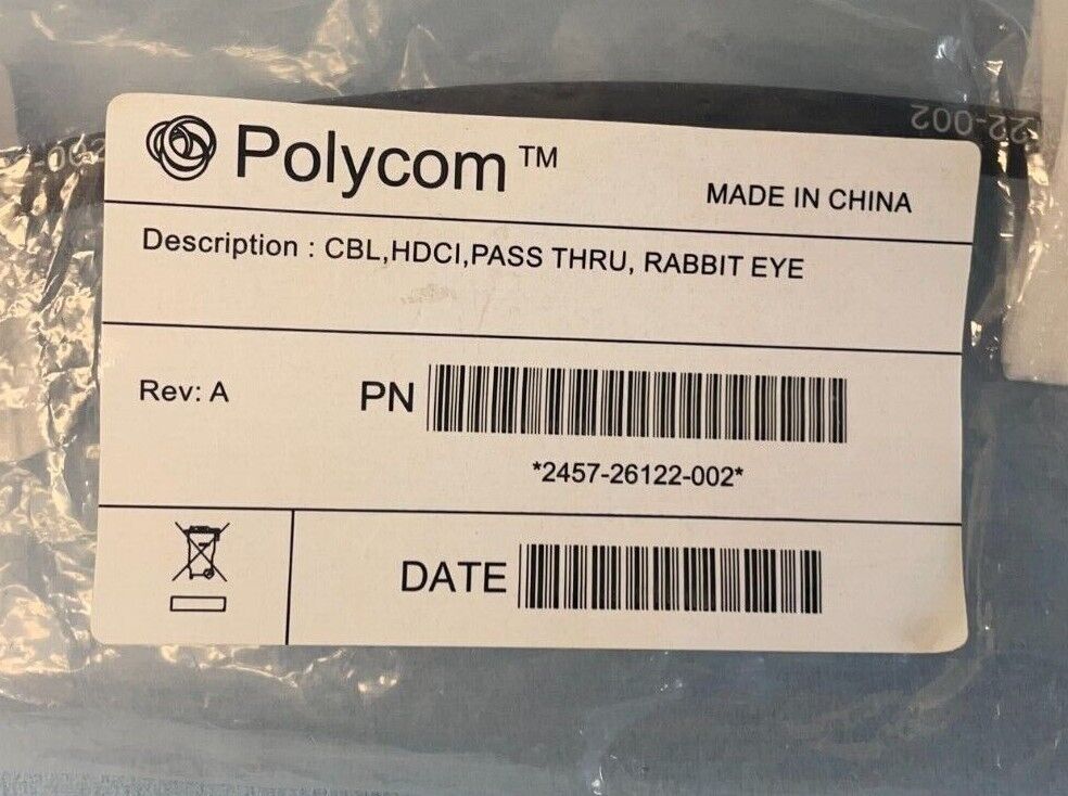 Polycom 2457-26122-002 HDCI Male to HDCI Male Pass Through Cable 1 foot