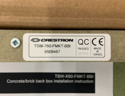 Crestron TSW-760-FMKT-BBI Back Box for TSW-750/752/760 Flush Mount Kit, 6509487