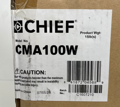 CHIEF CMA100W 8" Ceiling/Mounting Plate Adjustable 1.5" NPT Column 500 lbs WHITE