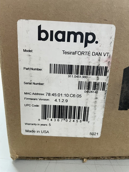 Biamp TesiraFORTE DAN VT Digital Audio Server Fixed I/O DSP Signal Processor