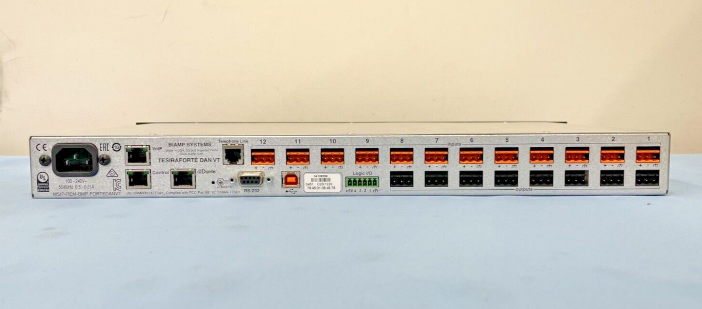 Biamp TesiraFORTE DAN VT Digital Audio Server Fixed I/O DSP Signal Processor