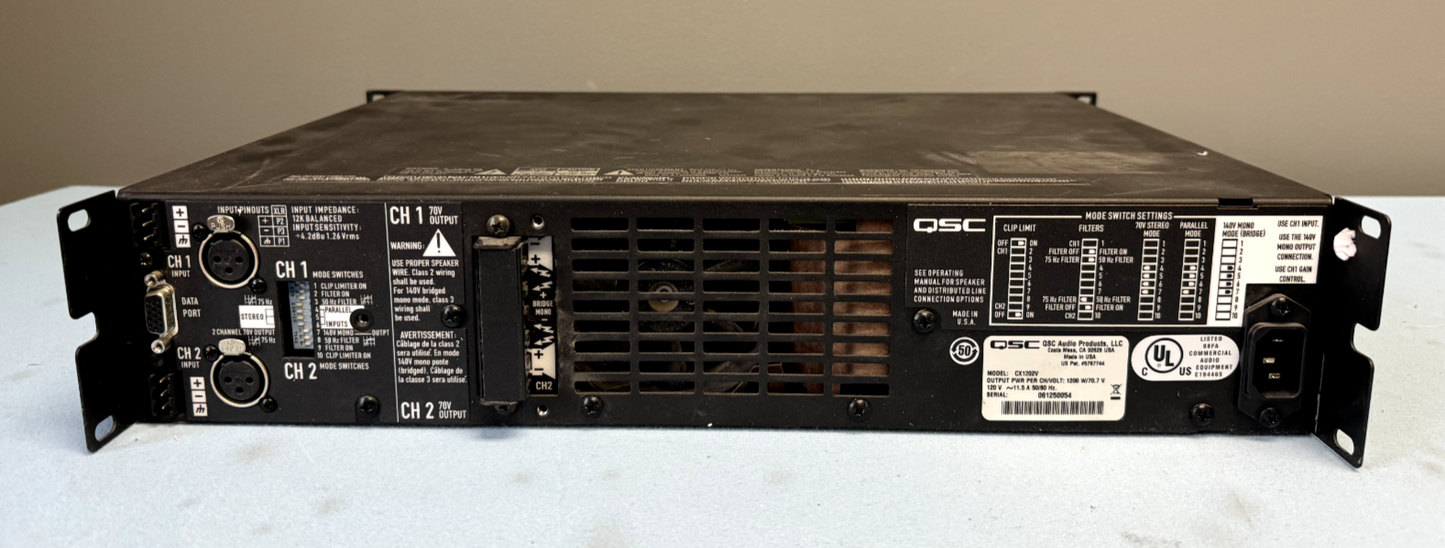 QSC CX1202V 2 Channel Direct Output Power Amplifier (1200W, 70V)