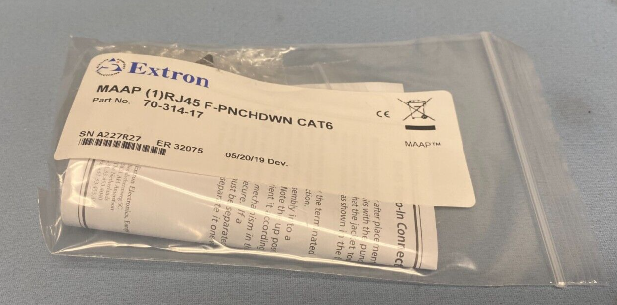 Extron IN9477 One RJ-45 Female to Punch Down for CAT 6 Black Lot of 6 70-314-17