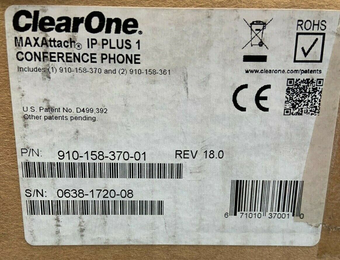 ClearOne MaxAttach IP Plus 1 Conference Phone 910-158-361 New / open box
