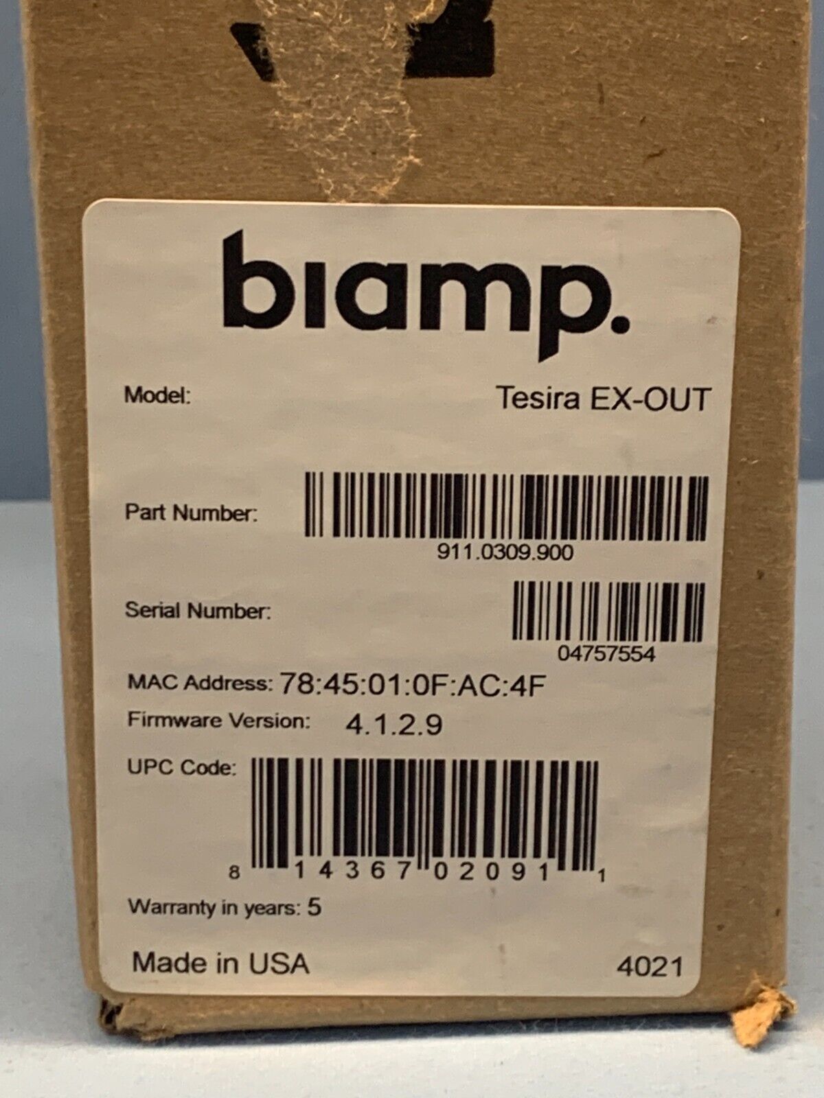 Biamp Tesira EX-OUT 4-channel audio line level output expander