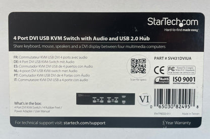 StarTech 4 Port DVI USB KVM Switch with Audio and USB 2.0 Hub #SV431DVIUA