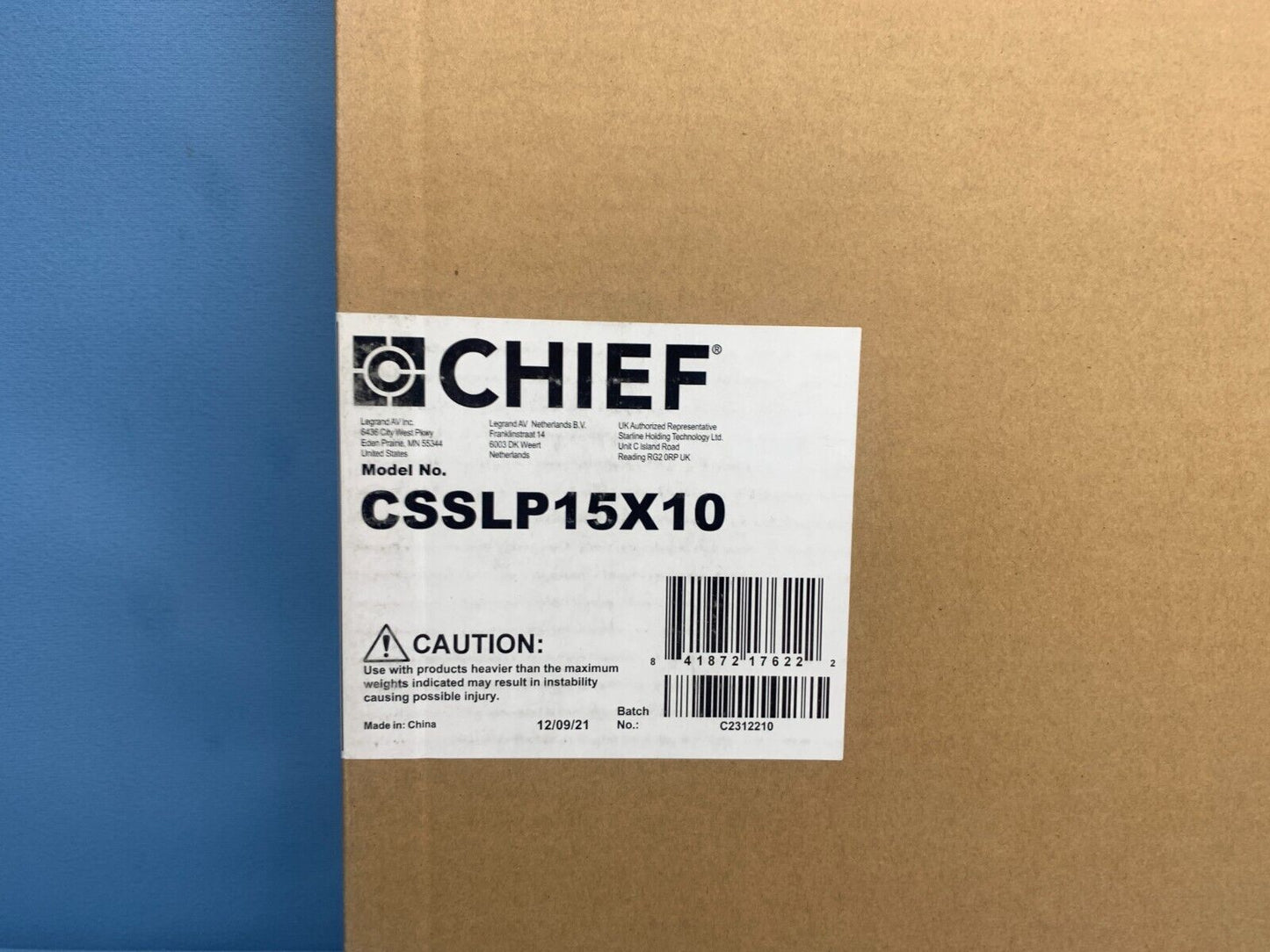 Chief CSSLP15X10 15”X10”  Component Storage Slide-Lock Panel For AV Systems