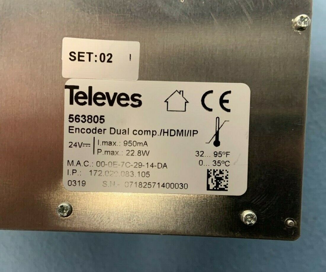 Televes T.0X Twin IP Modulator/Encoder Dual HDMI Component/IP to QAM/IP | 563805