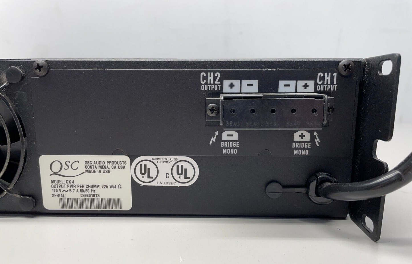 QSC CX4 CX Series Professional 2-Channel Power Amplifier Amp 225WPC@4ohm