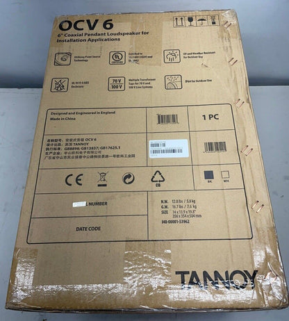 Tannoy OCV 6 / 6" Coaxial Full-Range Pendant Loudspeaker / Black