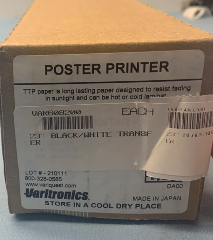 Varitronics PosterPrinter TTP Thermal Transfer Paper Black/White 23 in. Y8544