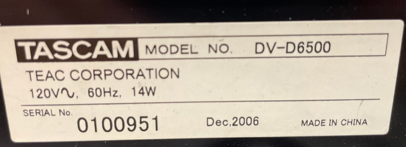 Tascam DV-D6500 Professional Digital Video DVD Player