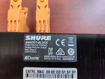 Shure Microflex Advance 4-Channel Dante Mic/Line Audio Network Interface Unit