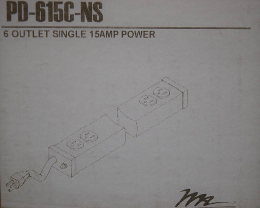 Middle Atlantic PD-615C-NS  6 Outlet Single 15 AMP Power Strip