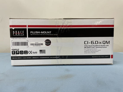 Phase Technology CI-6.0 IX QM 6.5" In-Ceiling Flush Mount Pro Audio Speaker with