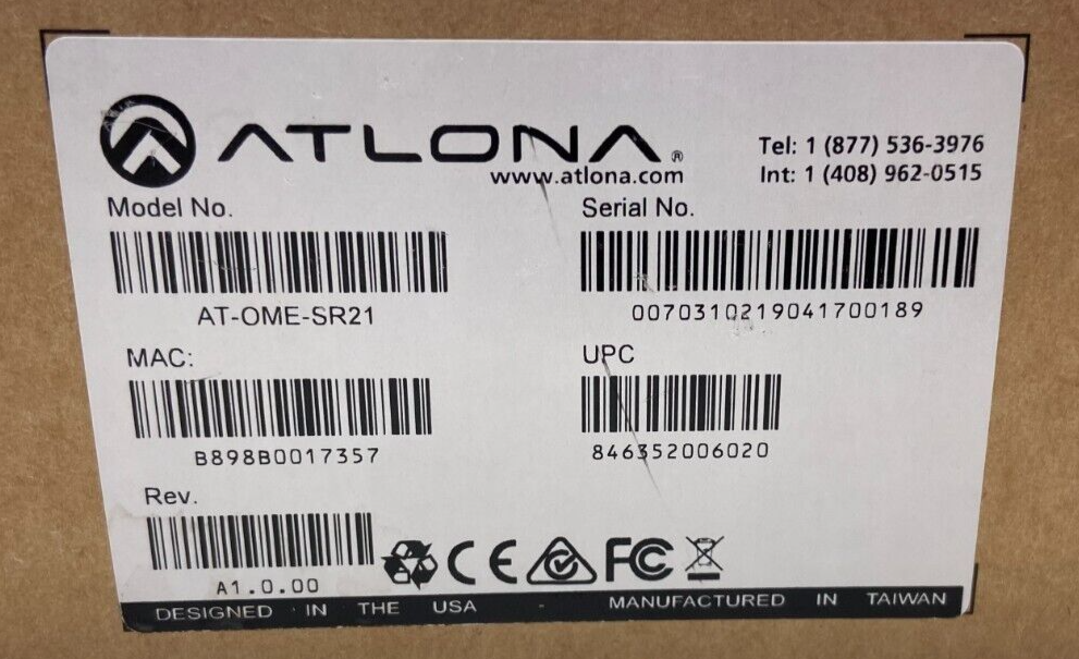Atlona Technologies AT-OME-SR21 Omega Soft Video Conferencing HDBaseT Receiver