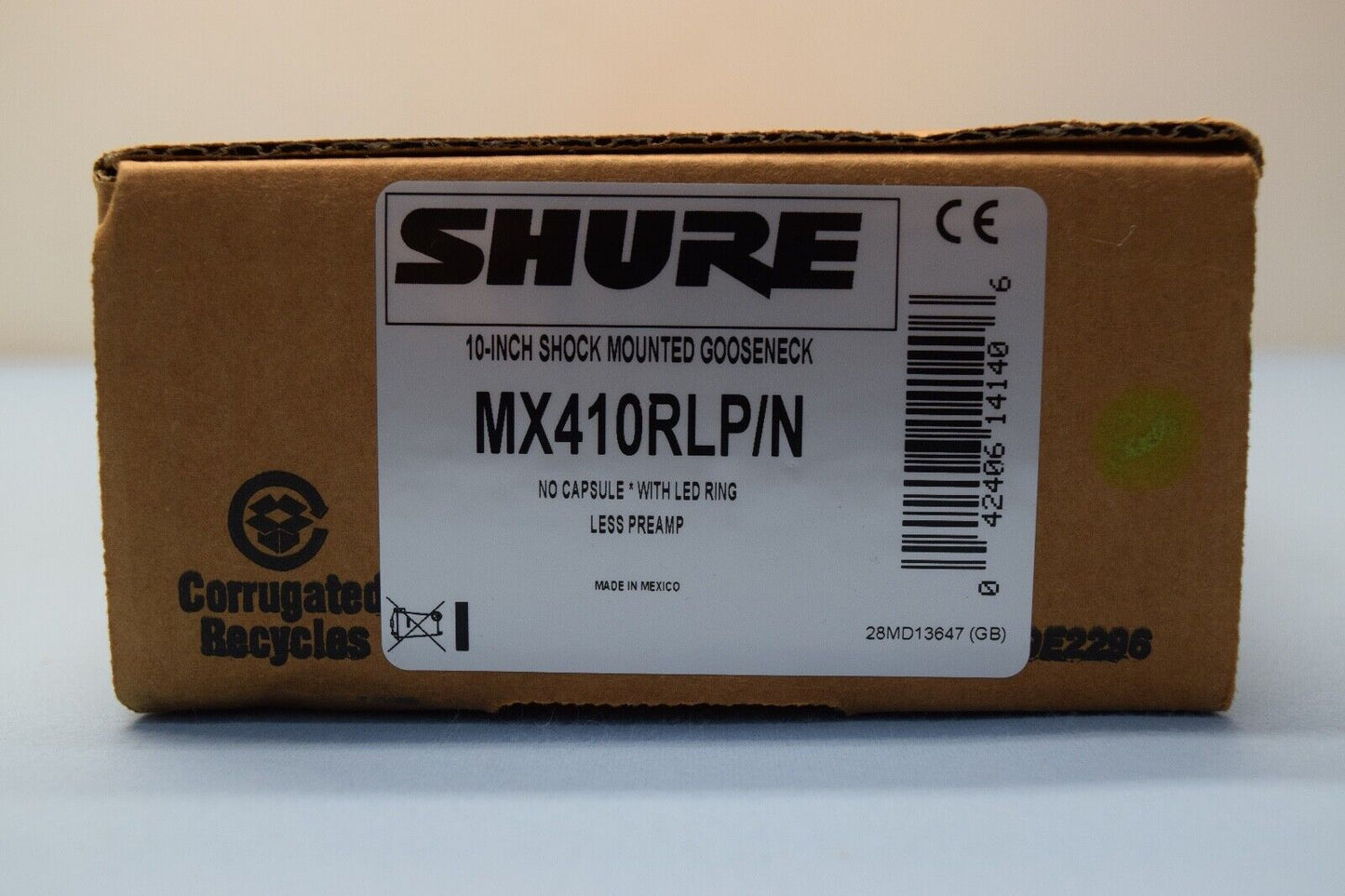 SHURE MX410RLP/N  10" Shock Mounted Gooseneck Microphone  no capsule, w/LED ring