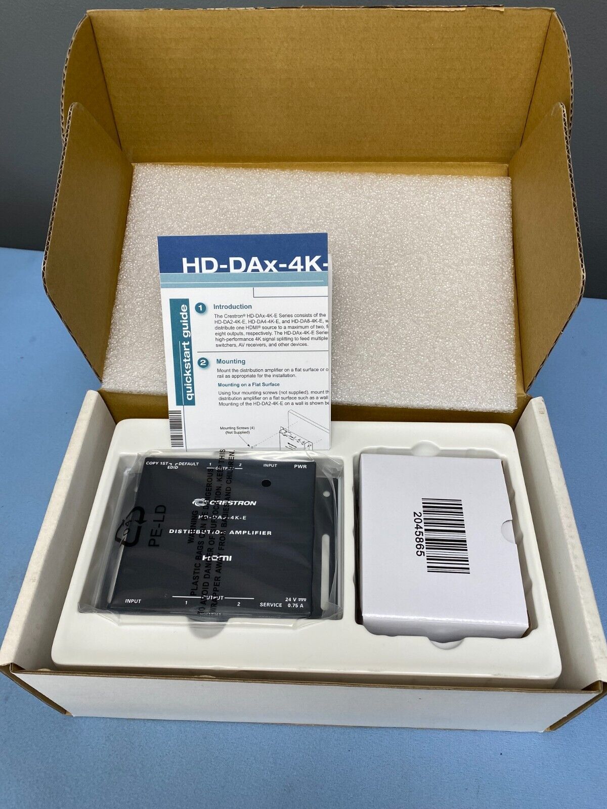 Crestron HD-DA2-4K-E 1-to-2 4K HDMI Distribution Amplifier 6507050 NOB