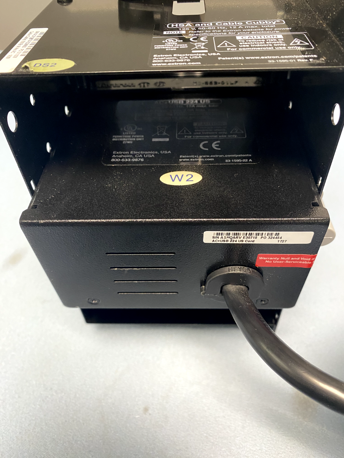 Extron 70-1046-08 & 60-1890-01 Cable Cubby 700 Br Al w/ AC+USB 244 US ...