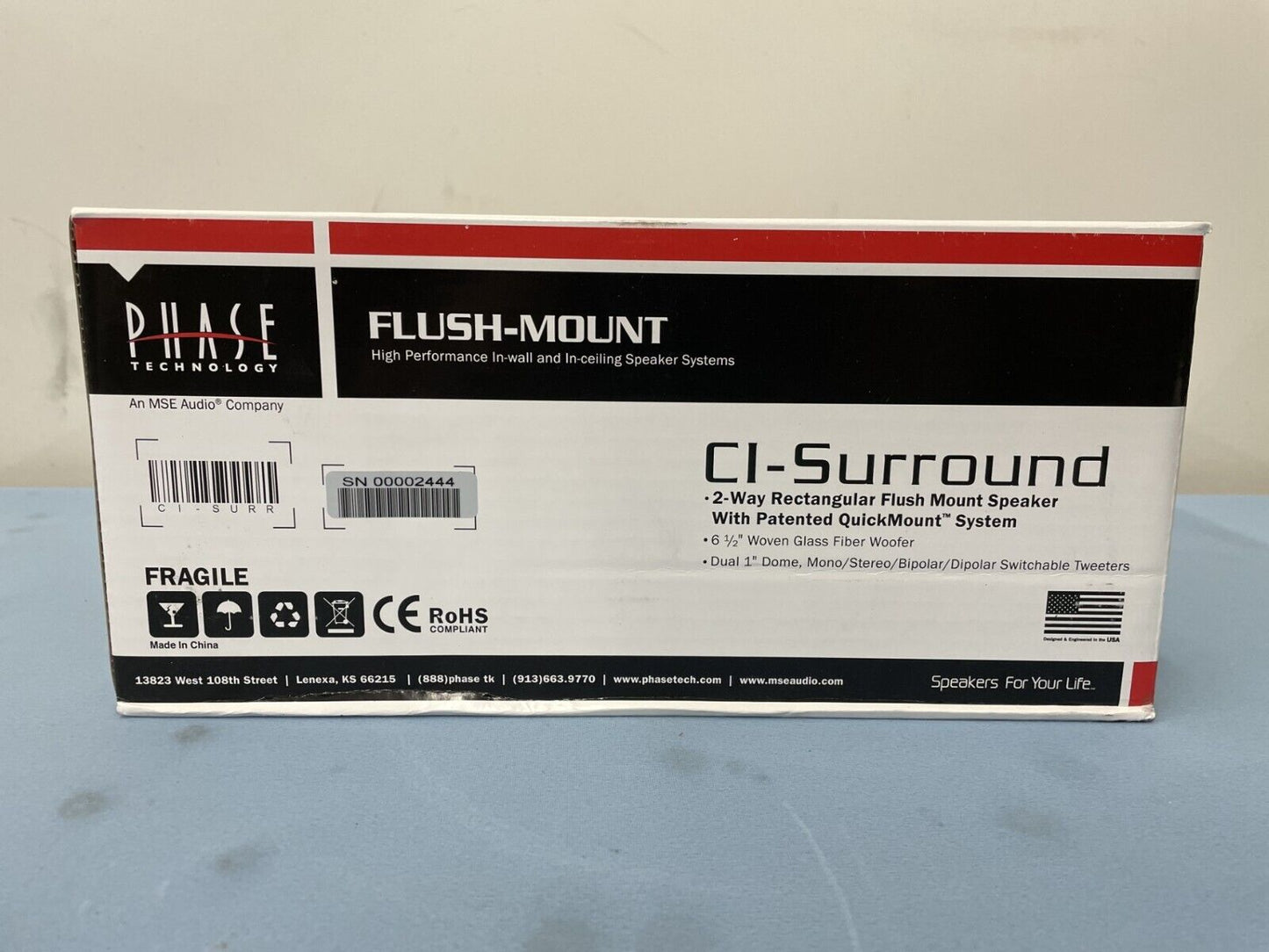 Phase Technology CI-SURR In-Wall Home Theater Surround Sound Pro Audio Speaker