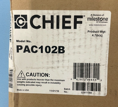 Chief PAC-102B Steel Pole Mount Accessory Shelf (Black)