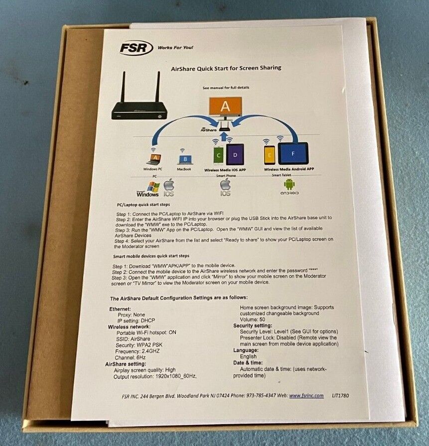 FSR Air-Share HDMI-Wifi Wireless Presenter / DV-AS-21 / 18278