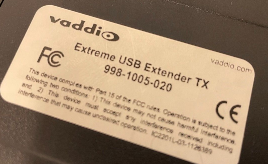 Vaddio Extreme USB 2.0 Extender/Extension Transmitter TX & Receiver RX System w/