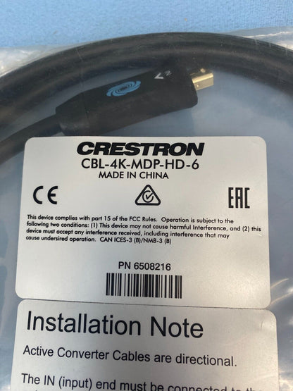 Crestron CBL-4K-MDP-HD-6 Lot of 3 Mini DisplayPort to HDMI Cables 6508216