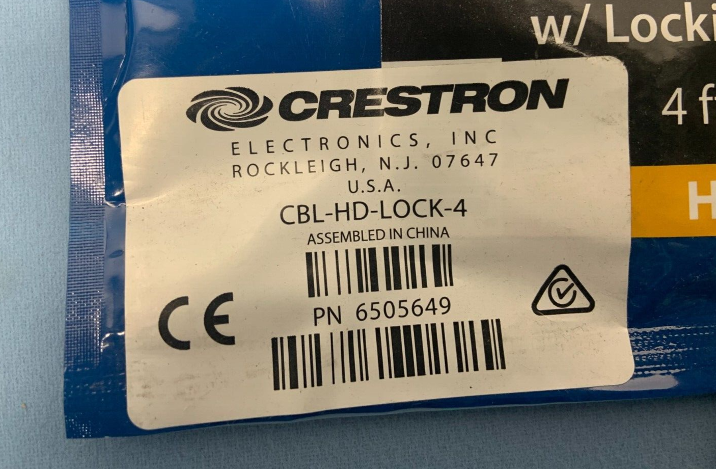 Crestron CBL-HD-LOCK-4 | 4 ft. Locking High-Speed HDMI Cables | 6505649 Lot of 5