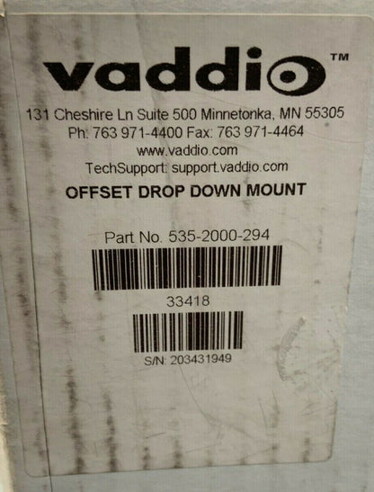 Vaddio Offset Drop Down Camera Ceiling Mount - 535-2000-294