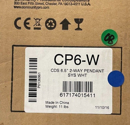 Community CP6-W 6.5-Inch C Series Pendant Loudspeaker White