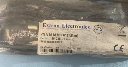 Extron VGA M-M MD Male to Male VGA 6' (1.8 m) Cables MD/6 | 26-238-01  Lot of 8