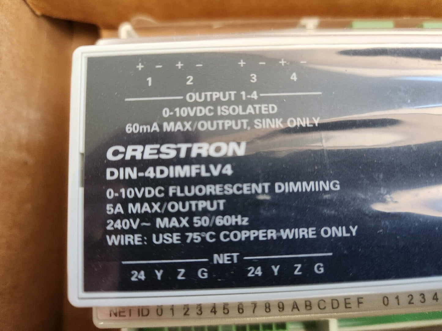Crestron DIN-4DIMFLV4  DIN Rail 0-10V Dimmer Module, 4 feeds, 4 channels 6501749