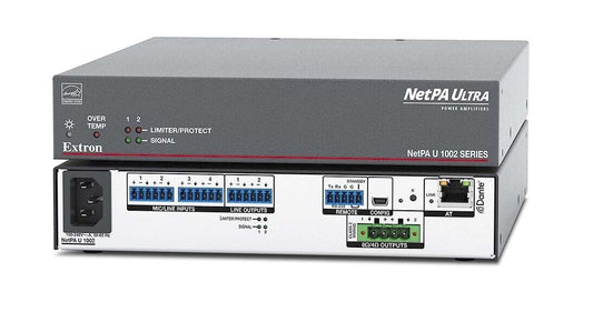 Extron NetPA U 1002-70V SB 60-1767-02 Two Ch Dante Amp, 100 watts at 70 volts