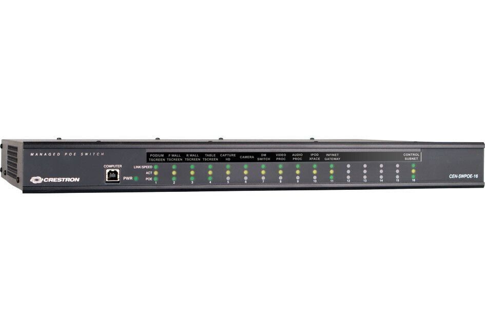 Crestron CEN-SWPOE-16 Managed 16-Port Gigabit Ethernet PoE+ Switch 6505820 - New