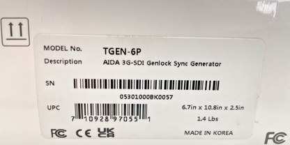 AIDA TGEN-6P Tri-Level 3G-SDI Genlock Sync Generator w/ Studio Precision