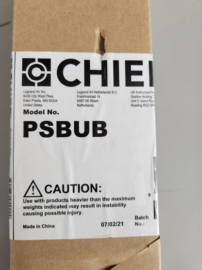 Chief PSBUB Universal Flat Panel Interface Bracket (Black) NEW