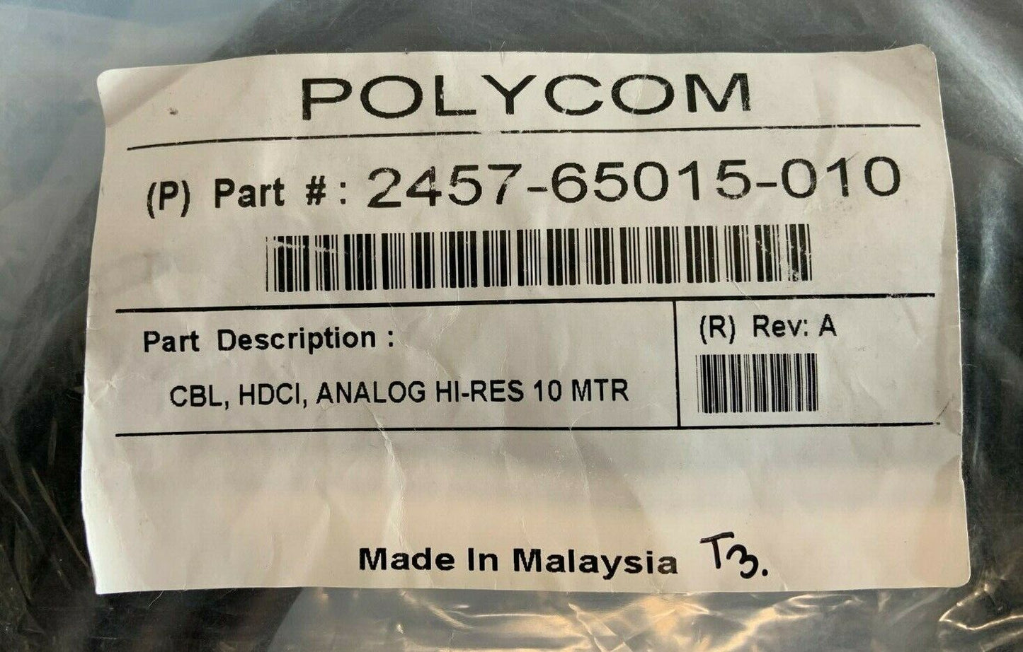 Polycom 30' HDCI (M) to HDCI (M) Analog Camera Cable | 2457-65015-010