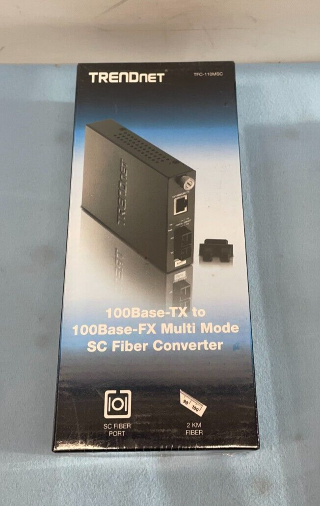 TRENDnet 100Base-TX to 100Base-FX Multi Mode SC Fiber Media Converter TFC-110MSC