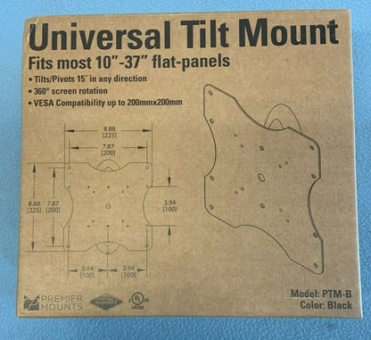 Premier Mounts PTM-B Universal Tilt/Pivot Mount - Black