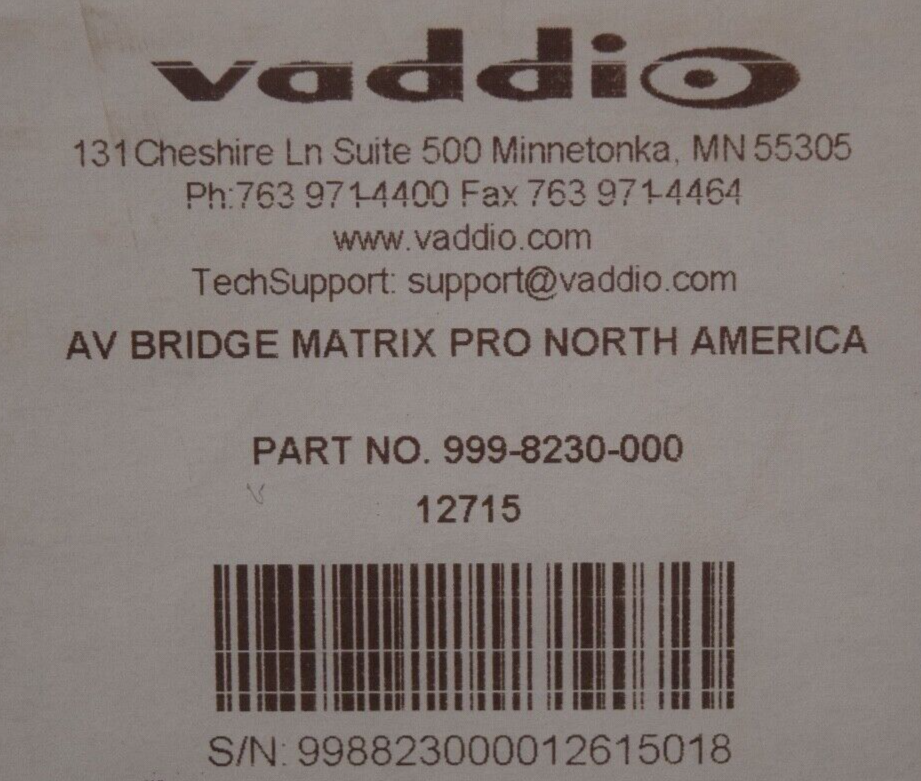 Vaddio 999-8230-000 AV Bridge MATRIX PRO  North America