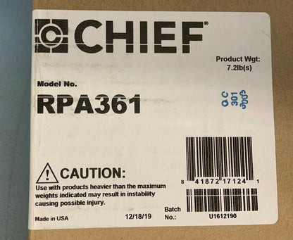 Chief RPA361 Custom RPA Projector Mount w/ SLB361 Bracket - Black