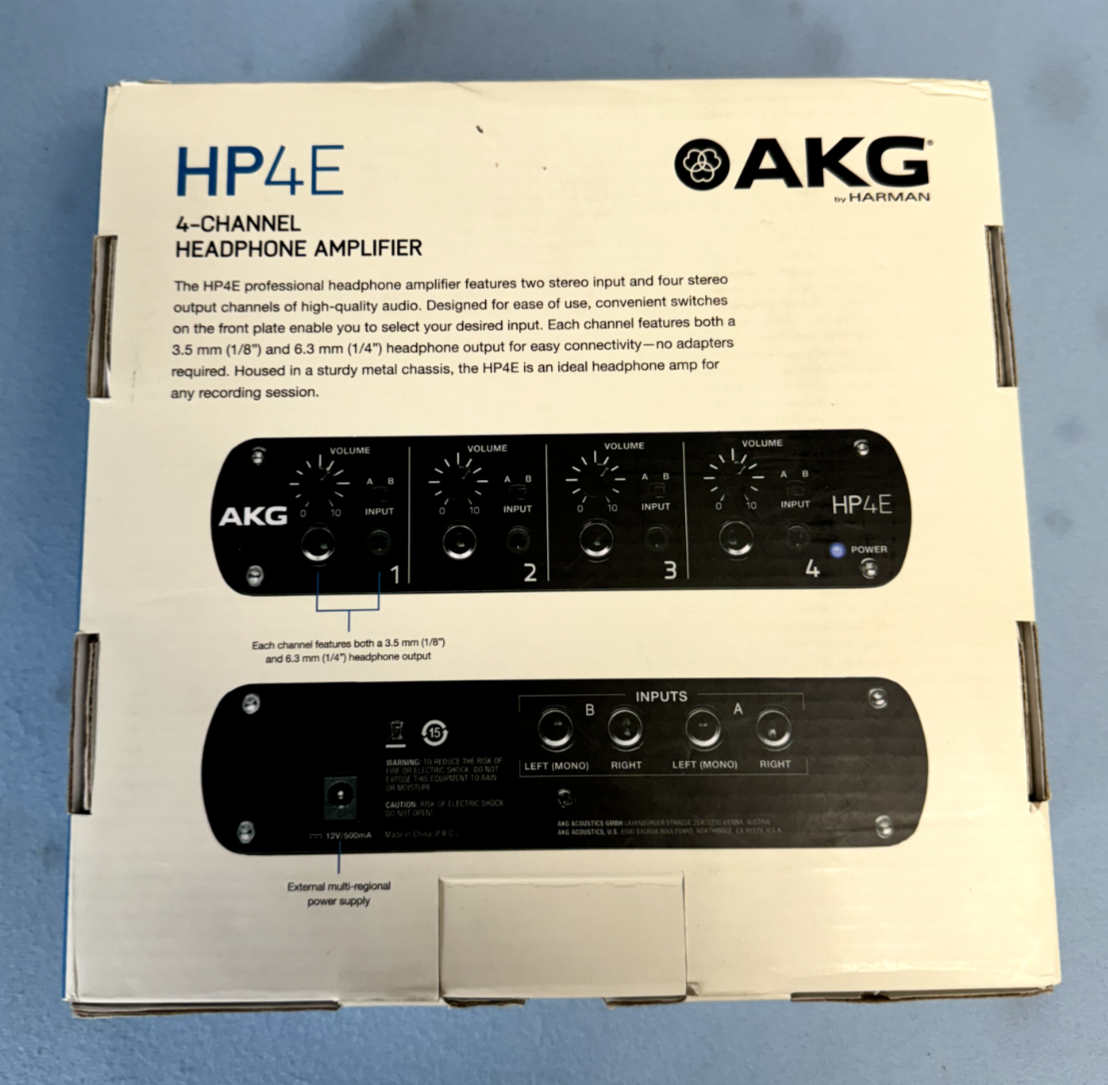 AKG HP4E 4-Channel Headphone Amplifier with Selectable A/B Input Channel